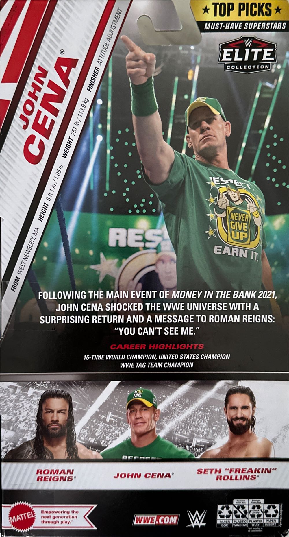 WWE Elite John Cena Top Picks - Mattel (WWE Top Picks Elite Collection) action figure collectible [Barcode 194735199839] - Main Image 2