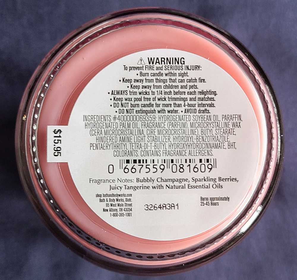 CANDLE: Christmas Bath & Bodyworks Champagne Toast Single Wick 2023 - Bath & Bodyworks Candle (Christmas Candles) action figure collectible [Barcode 667559081609] - Main Image 2