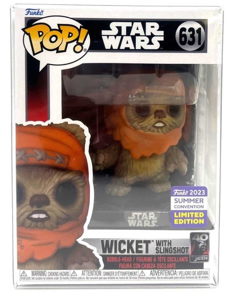 Pop! Star Wars # 631 Wicket W Slingshot 2023 Summer Convention  (Funko Pop!) action figure collectible [Barcode 889698717779] - Main Image 2
