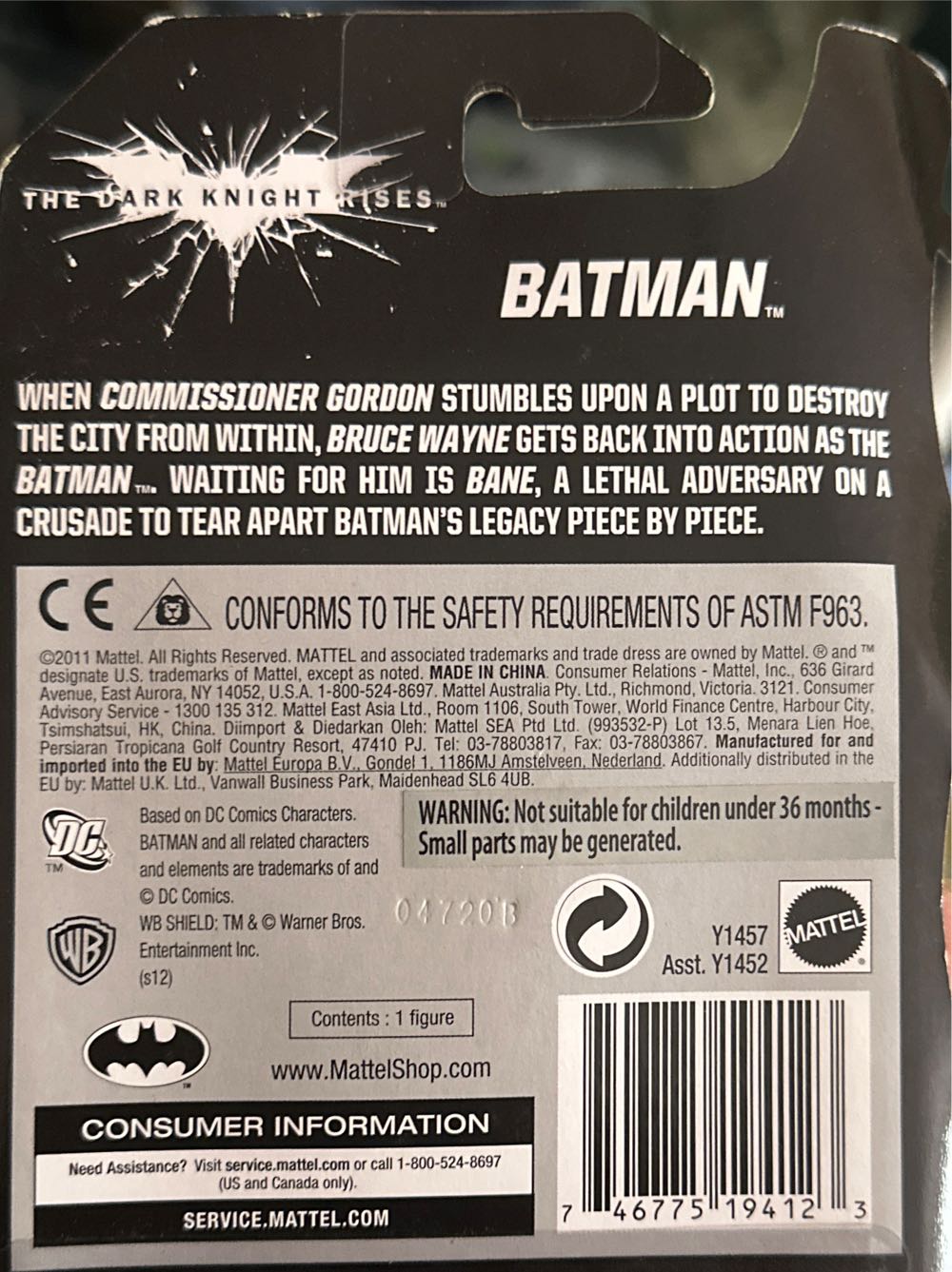 Mattel Batman Dc Batman The Dark Knight Rises Inch 4 Green Armor New 3.75” 4” Package Y1457 Blue In Loose Of  action figure collectible [Barcode 746775194123] - Main Image 2