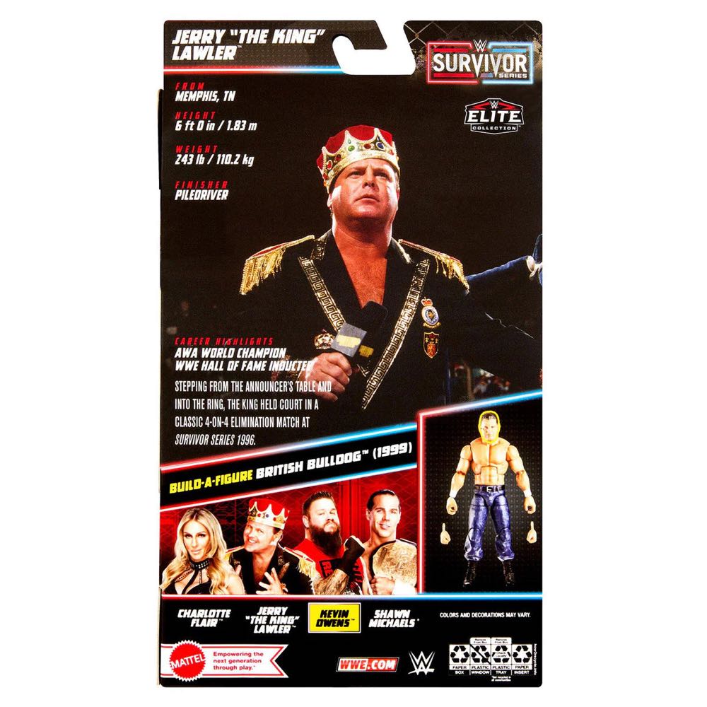 WWE Jerry “The King” Lawler - Mattel (WWE Elite Survivor Series 6) action figure collectible [Barcode 194735154296] - Main Image 2