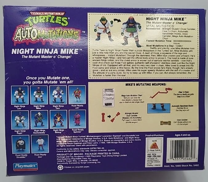 Night Ninja Mike (Yellow Weapons) - Playmates Toys (Teenage Mutant Ninja Turtles (1993)) action figure collectible [Barcode 043377054627] - Main Image 2
