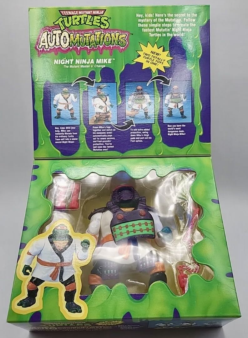 Night Ninja Mike (Yellow Weapons) - Playmates Toys (Teenage Mutant Ninja Turtles (1993)) action figure collectible [Barcode 043377054627] - Main Image 3