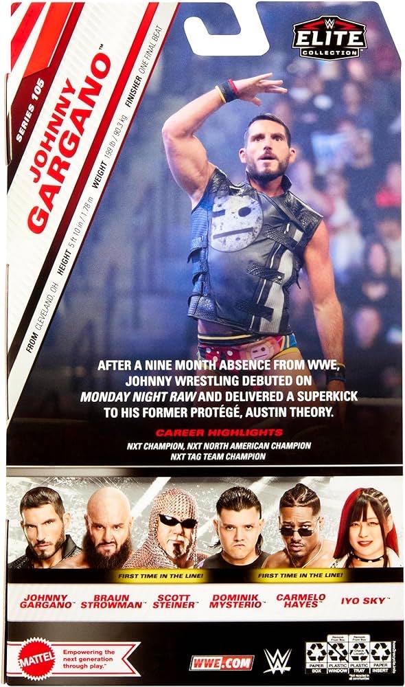 Johnny Gargano - Comeback - Mattel (WWE Elite Series 105) action figure collectible [Barcode 194735199464] - Main Image 2
