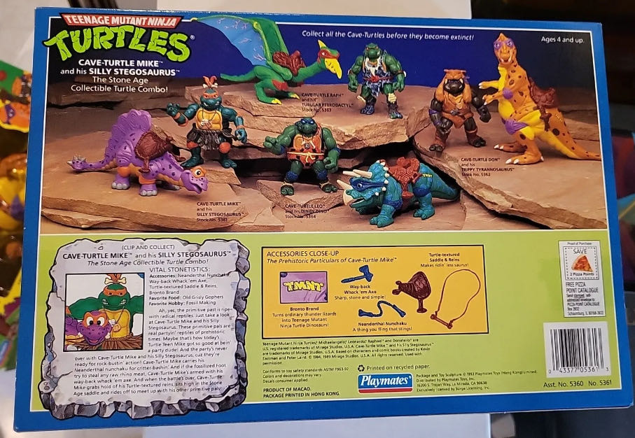 Cave-Turtle Mike and his Silly Stegosaurus - Playmates (Teenage Mutant Ninja Turtles) action figure collectible [Barcode 043377053613] - Main Image 2