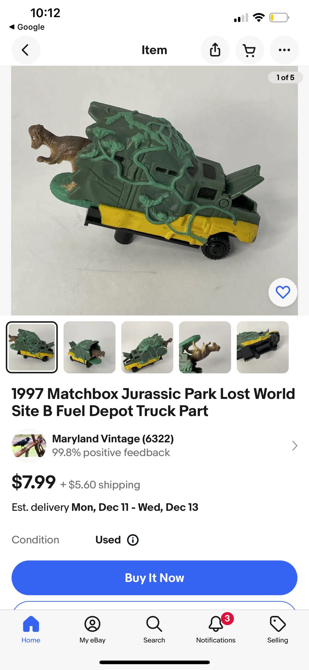 1997 Matchbox Jurassic Park Lost World Site B Fuel Depot Truck Part - Matchbox action figure collectible - Main Image 2