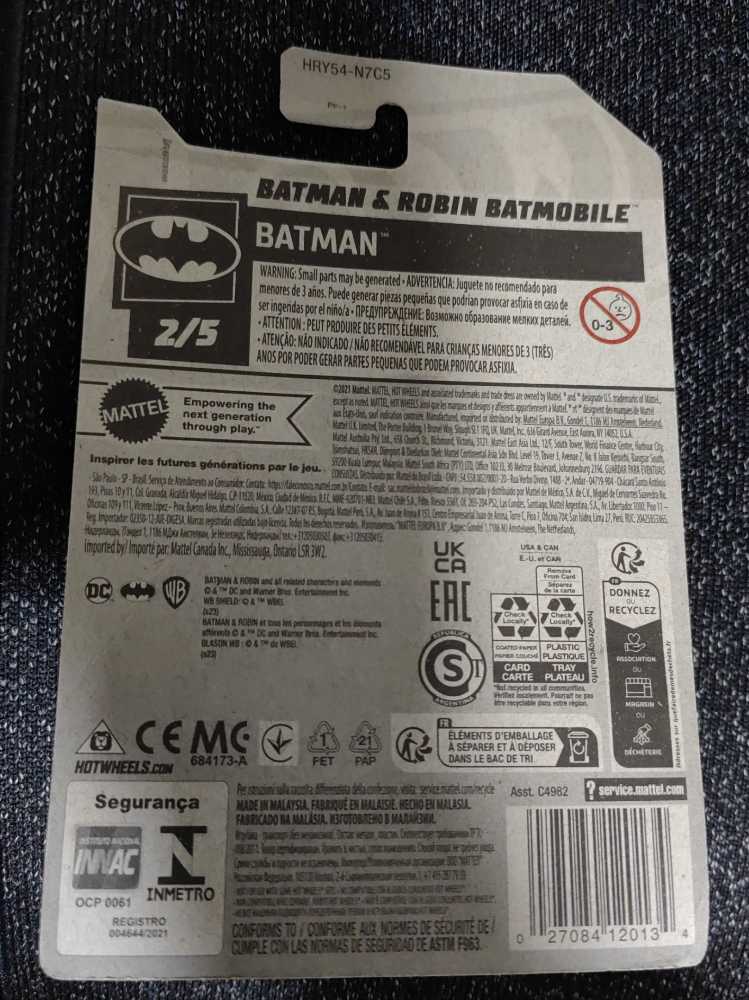 Batman & Robin Hotwheels - Mattel - Hot Wheels action figure collectible [Barcode 027084120134] - Main Image 2