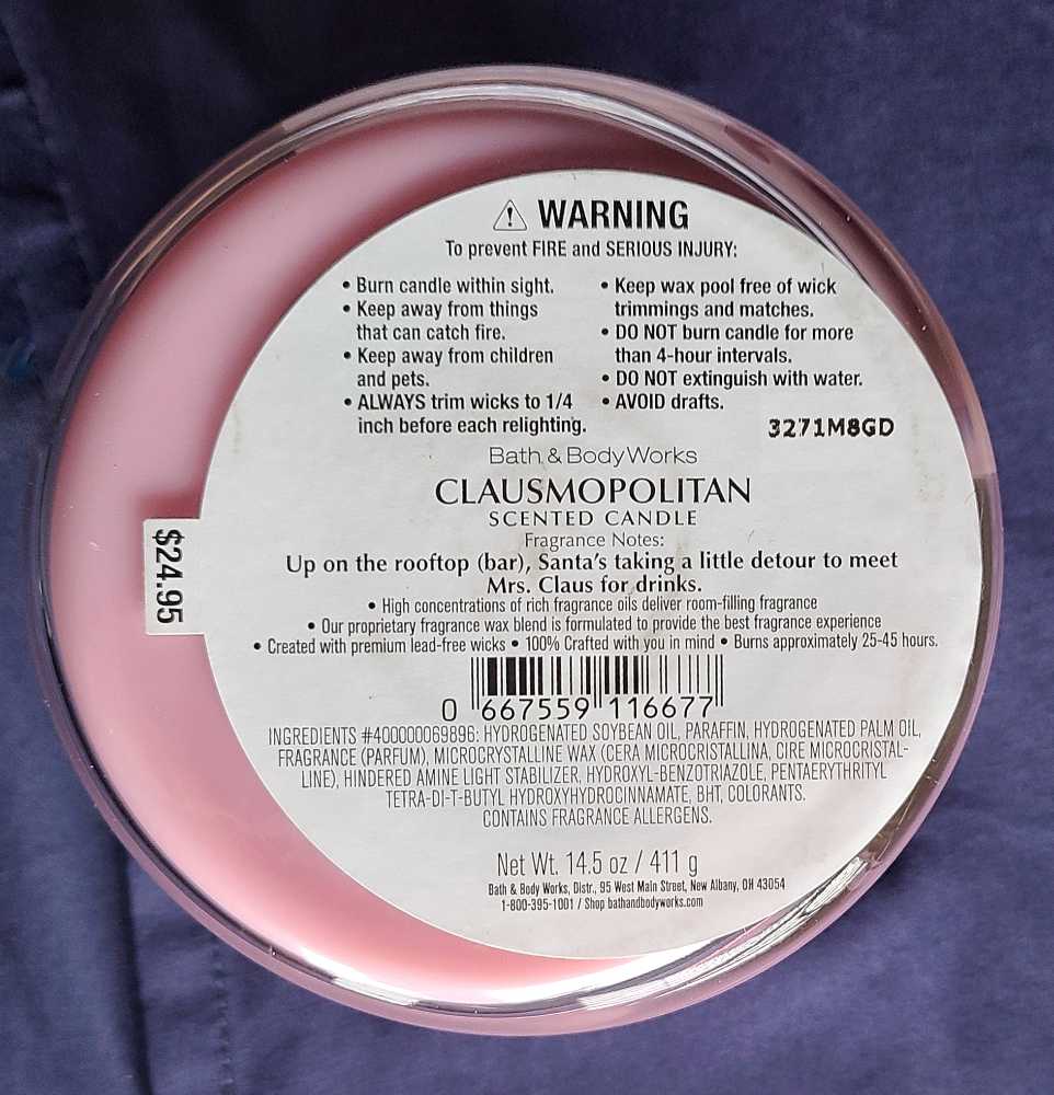 CANDLE: Christmas Bath & Body Works Clausmopolitan 2023 - Bath & Bodyworks Candle (Christmas Candles) action figure collectible [Barcode 667559116677] - Main Image 2