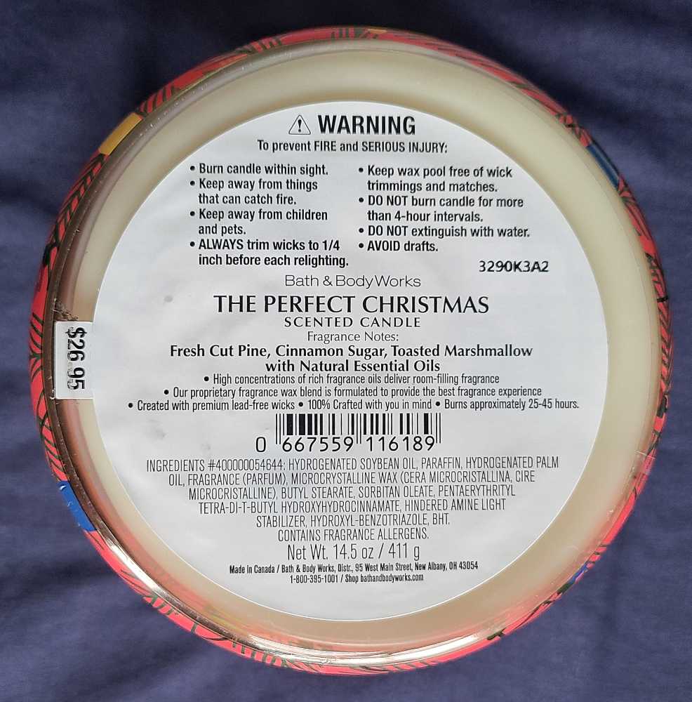 CANDLE: Christmas Bath & Bodyworks The Perfect Christmas 2023 - Bath & Bodyworks Candle (Christmas Candles) action figure collectible [Barcode 667559116189] - Main Image 2