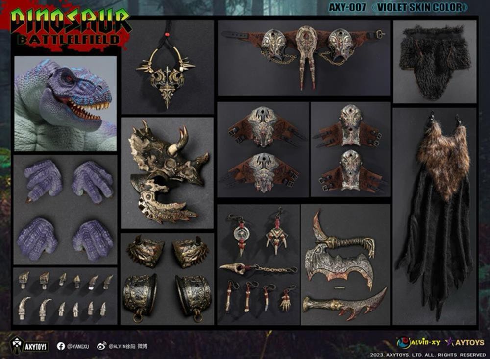 Axytoys - Dinosaur Battlefield - The Carnivorous King T-Rex Blood Blade Deluxe Version 007 (Violet) (with Bonus Gift) 1/12 Action Figure - Axytoys (Dinosaur Battlefield) action figure collectible - Main Image 4