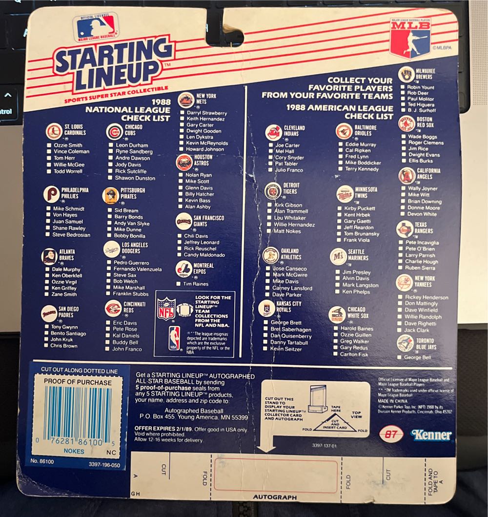 88 Matt Nokes - Kenner (Baseball) action figure collectible [Barcode 076281861005] - Main Image 2