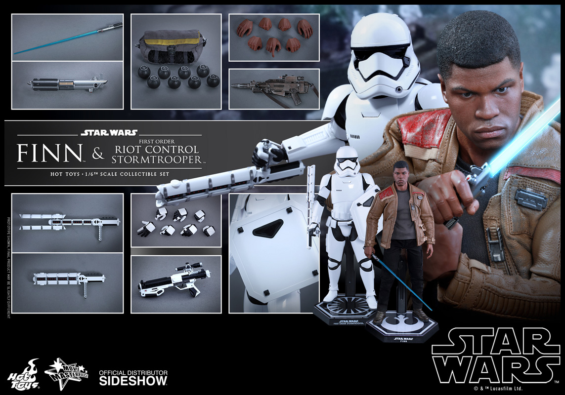 Finn and First Order Riot Control Stormtrooper - Hot Toys (Sixth Scale Figures) action figure collectible - Main Image 2