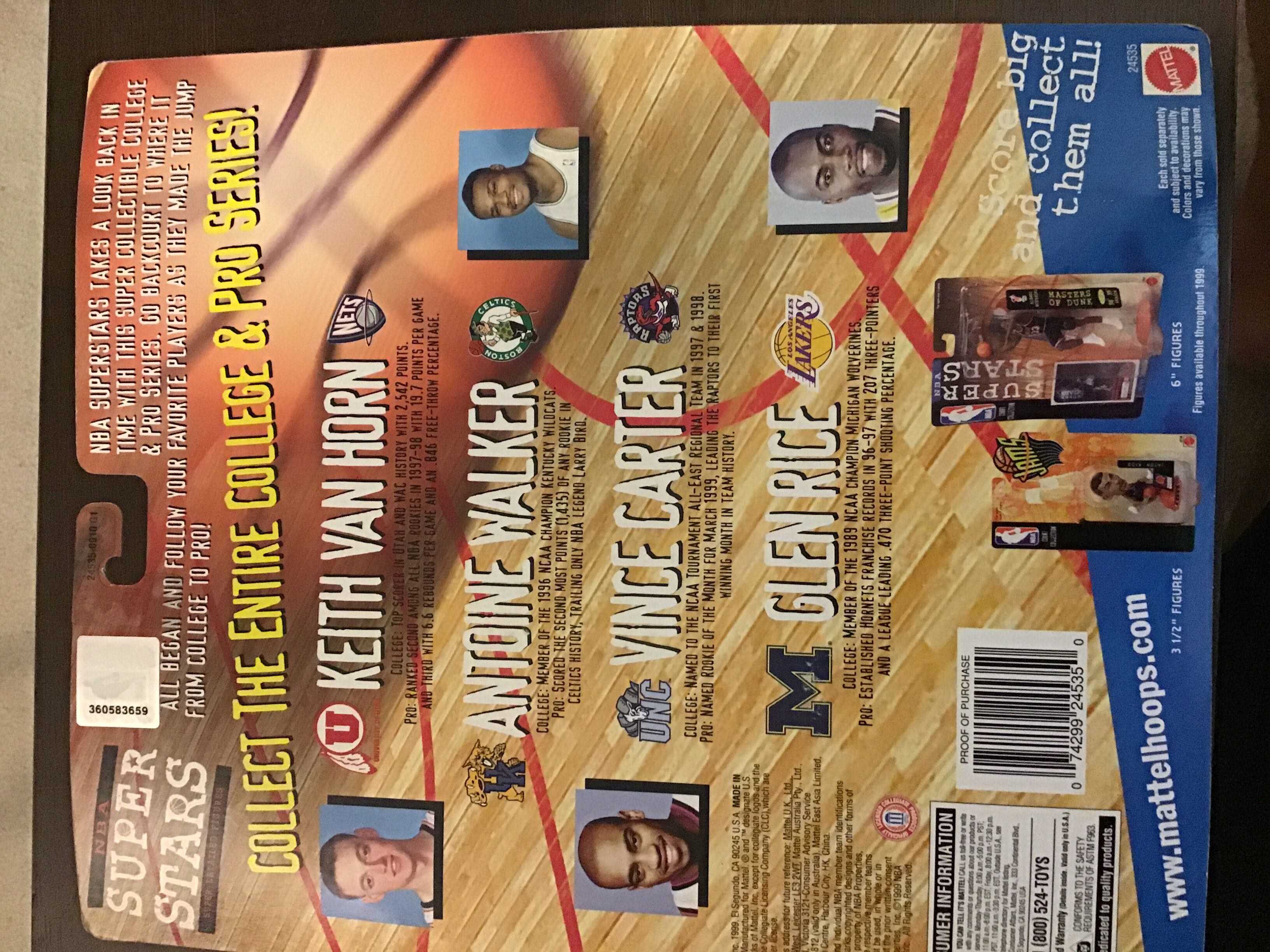 NBA Superstars Keith Van Horn New Jersey Nets & University of Utah - Mattel (NBA College & Pro Series) action figure collectible [Barcode 074299245350] - Main Image 2