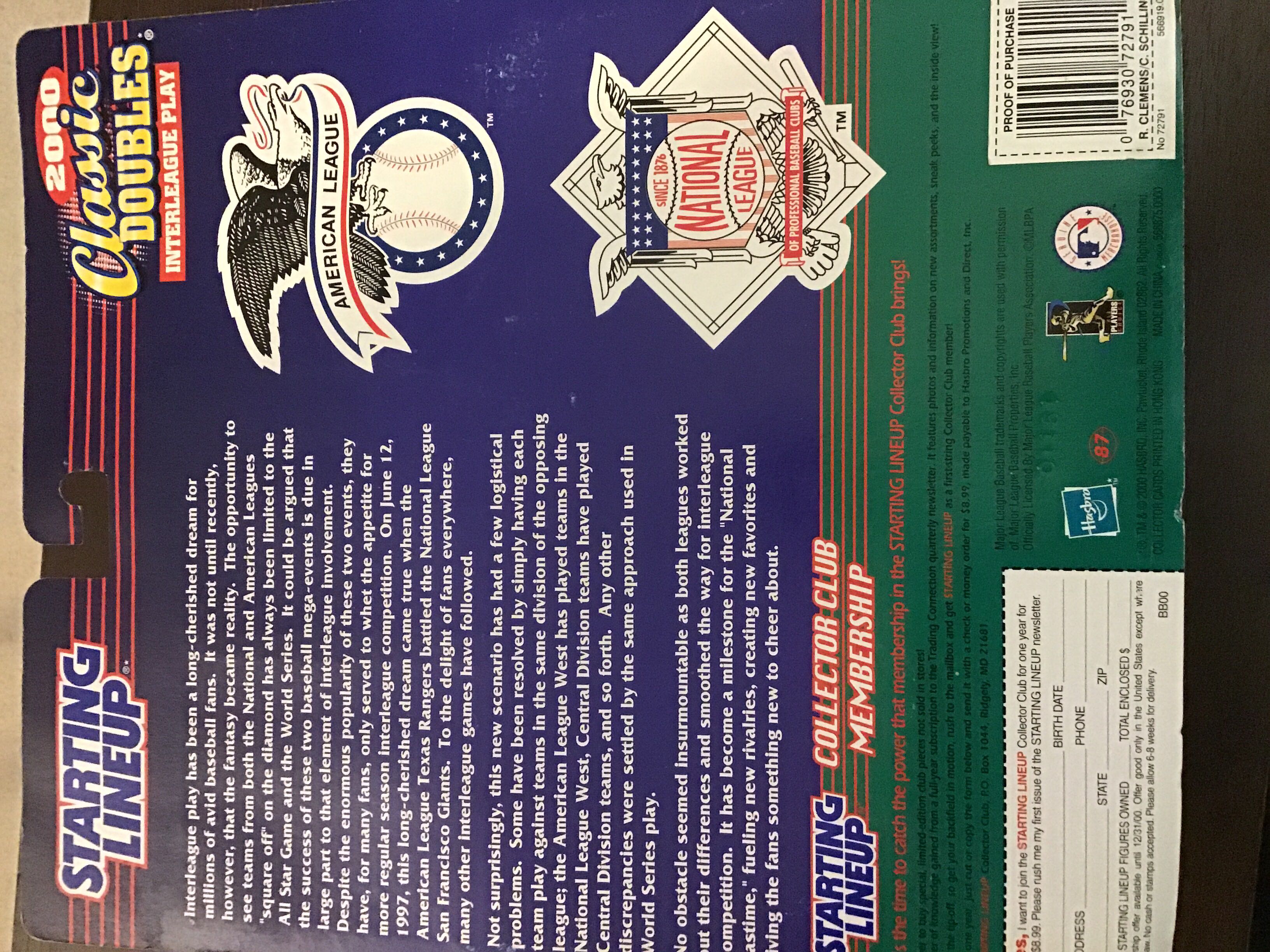 Classic Doubles Starting Lineup - Hasbro (Roger Clemens & Curt Schilling) action figure collectible [Barcode 076930727911] - Main Image 2