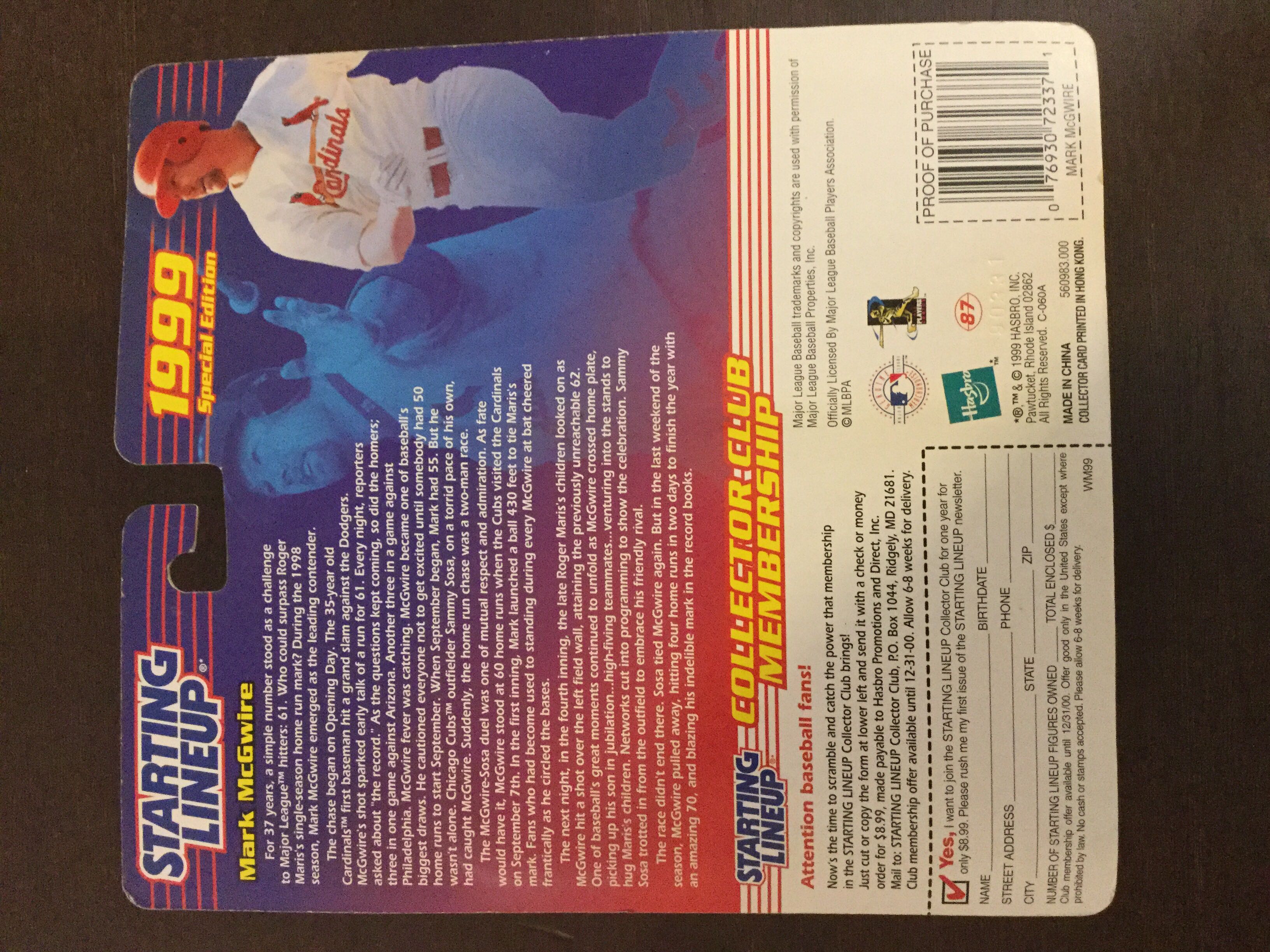 Mark McGwire - STARTING LINEUP (Starting Lineup Baseball) action figure collectible [Barcode 076930723371] - Main Image 2