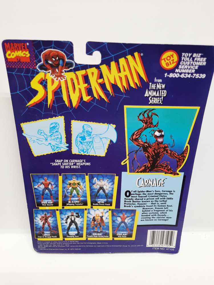 Carnage (Spider-Man Animated) - Toybiz (Marvel: Toybiz: Spider-man) action figure collectible [Barcode 035112471059] - Main Image 2