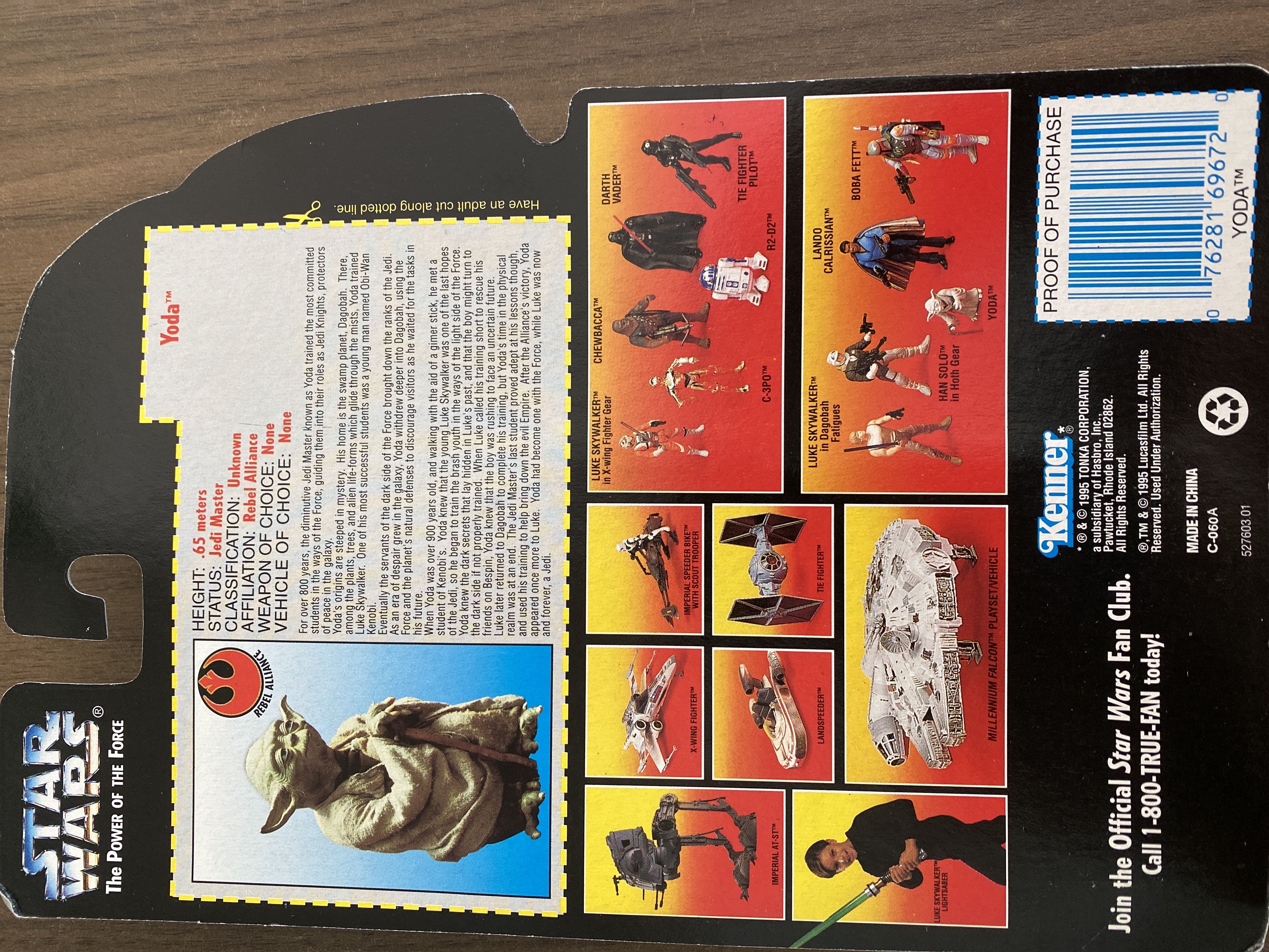 Yoda With Jedi Training Backpack And Gimer Stick - Kenner (Star Wars The Power Of The Force (Green Card)) action figure collectible [Barcode 076281696720] - Main Image 2