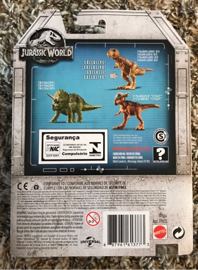 Stygimoloch, Triceratops, Tyrannosaurus Rex - FPN84 - Mattel (Jurassic World) action figure collectible [Barcode 887961613773] - Main Image 2