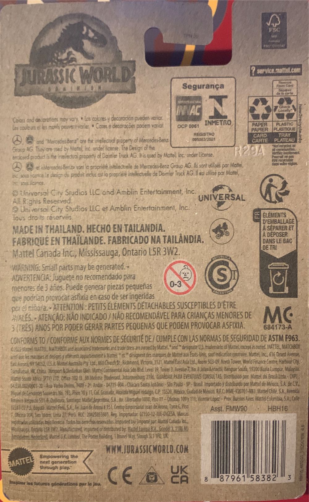 Mercedes-Benz Unimog U 5020 - Matchbox / Mattel (Jurassic World Vehiculos) action figure collectible [Barcode 887961583823] - Main Image 4