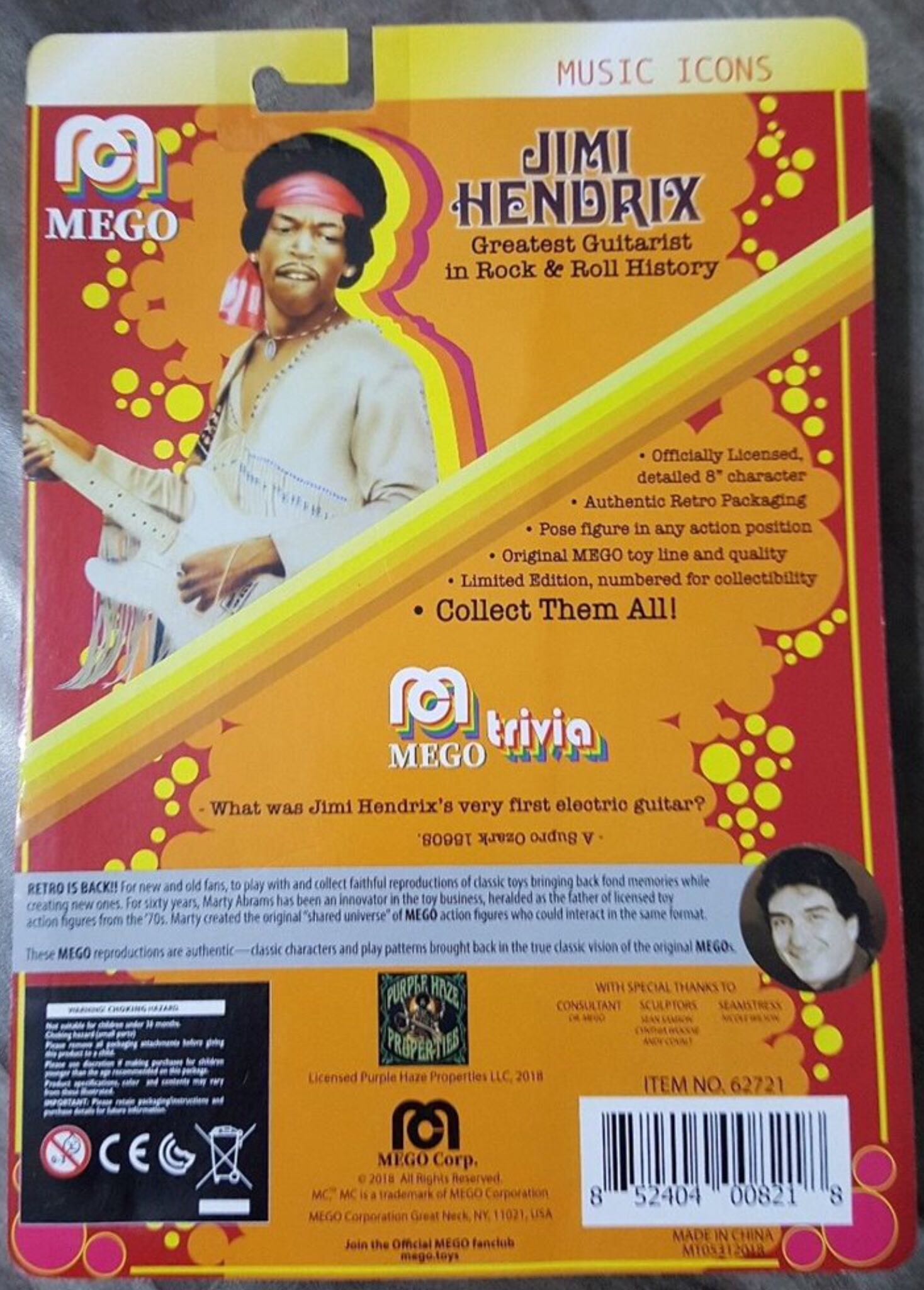 Jimi Hendrix Classic 8 Inch Figure - Mego (Music Icons) action figure collectible [Barcode 852404008218] - Main Image 2
