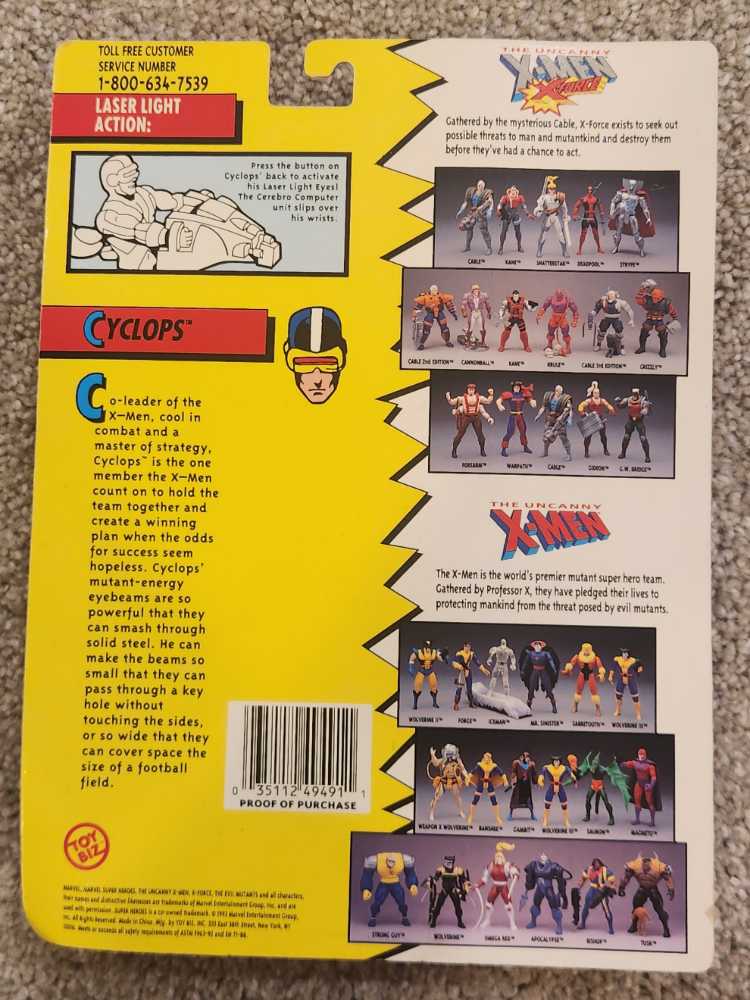 X-Men: Cyclops (Yellow Pants) - Toy Biz (The Uncanny X-Men) action figure collectible [Barcode 035112494911] - Main Image 2