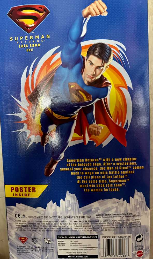Superman - Barbie Collector Superman Returns Superman Doll - Mattel (Superman) action figure collectible [Barcode 027084329391] - Main Image 3