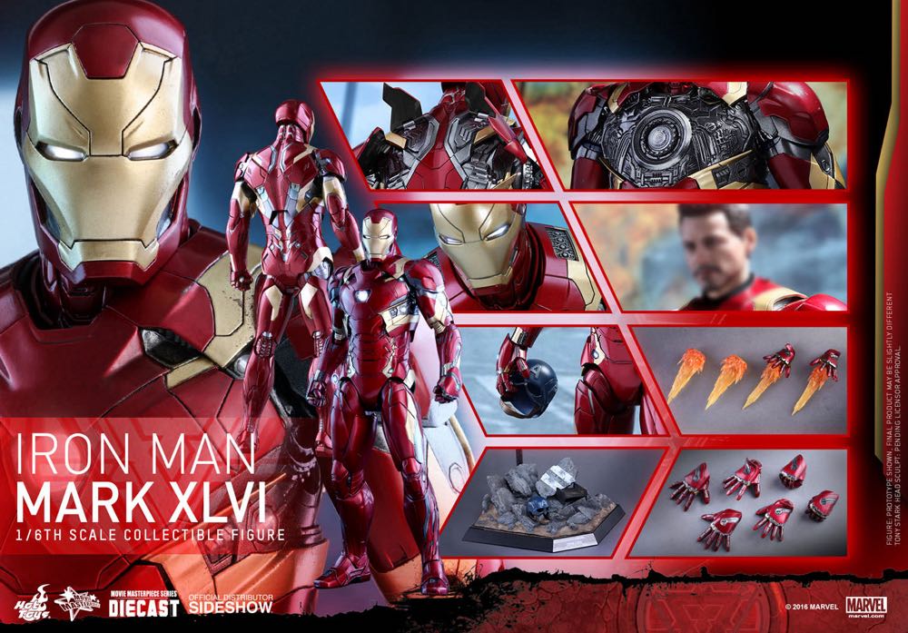 Mark XLVI  Iron Man  - Hot Toys (Captain America Civil War) action figure collectible [Barcode 4897011179650] - Main Image 4