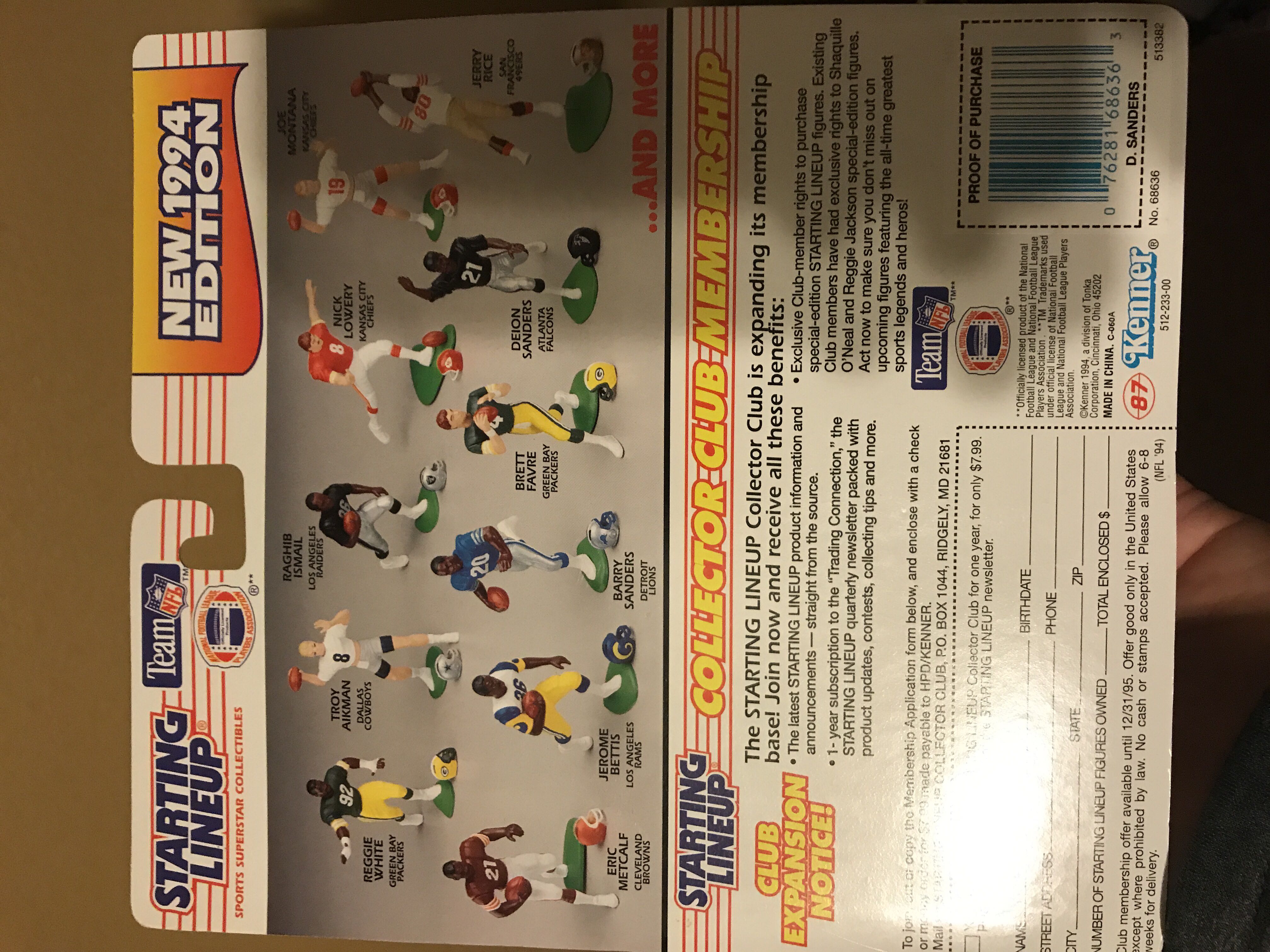 Starting Lineup 1994 Deion Sanders - Hasbo / Kenner (Starting Lineup Football) action figure collectible [Barcode 076281686363] - Main Image 2