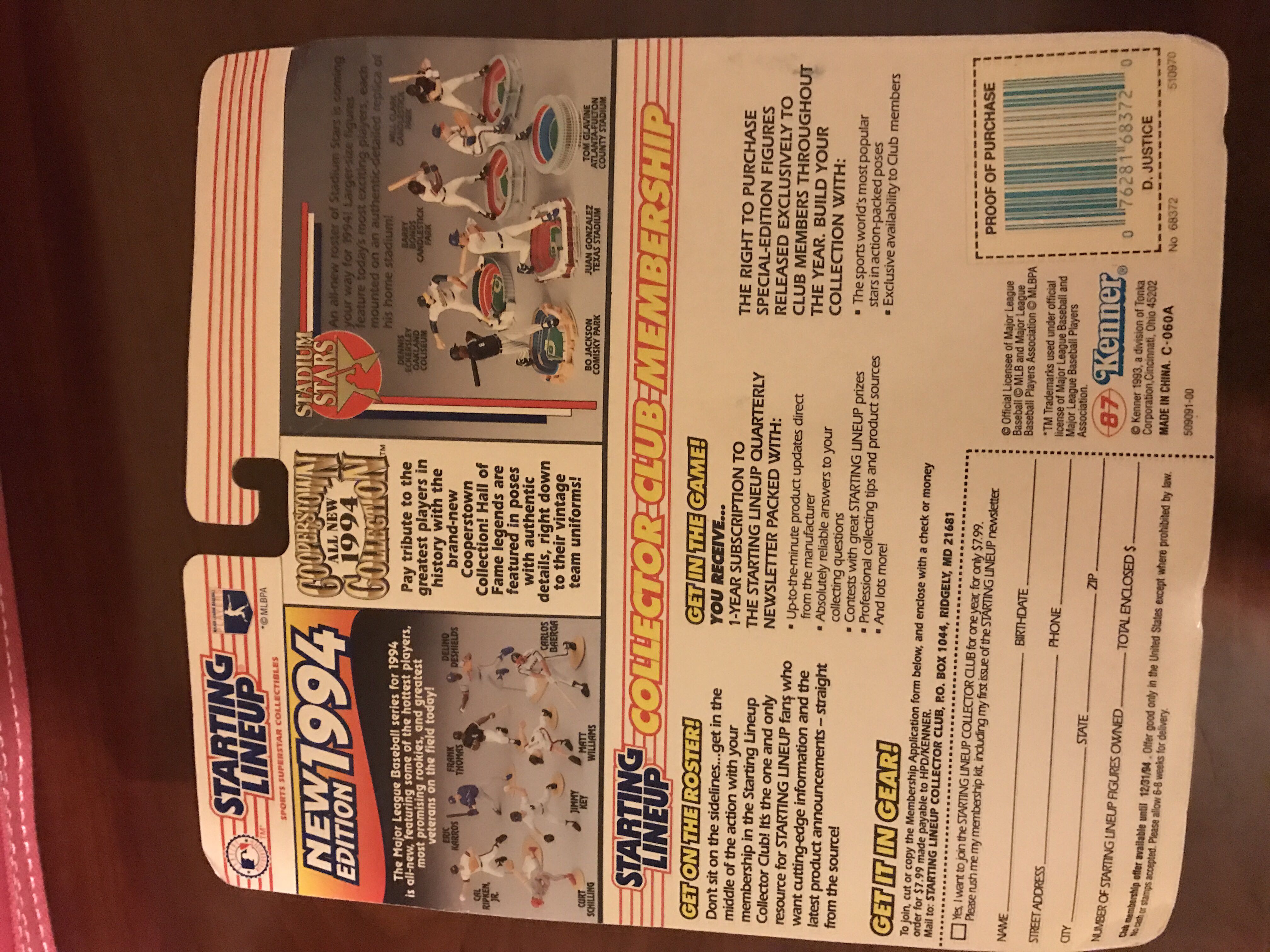 David Justice - Hasbo / Kenner (Baseball) action figure collectible [Barcode 076281683720] - Main Image 2