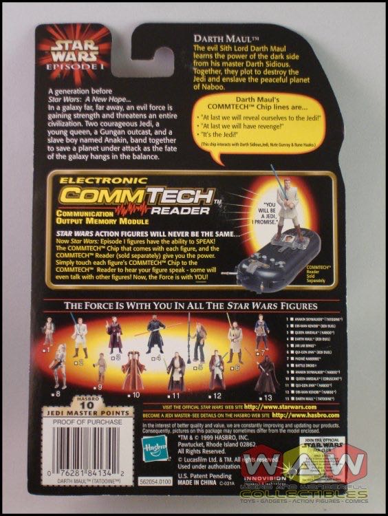 Carded Signed. Episode 1.  Darth Maul (Tatooine)W/ Cloak and Lightsaber. Signed Ray Park. - Hasbro (Episode 1 (commtech Chip)) action figure collectible [Barcode 076281841342] - Main Image 2