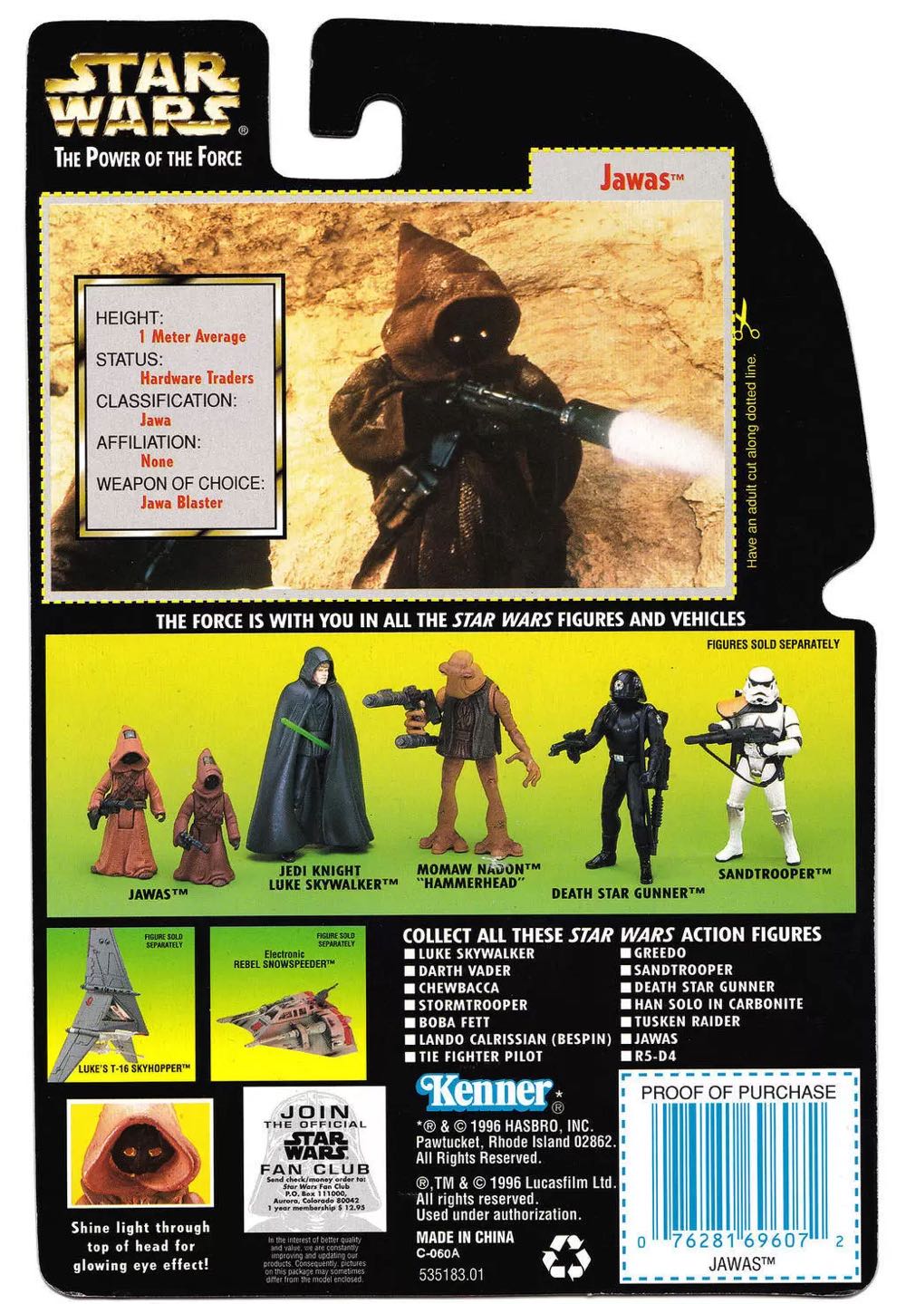Jawas With Glowing Eyes And Blaster Pistols - Kenner (Star Wars The Power Of The Force (Green Card)) action figure collectible [Barcode 076281696072] - Main Image 4