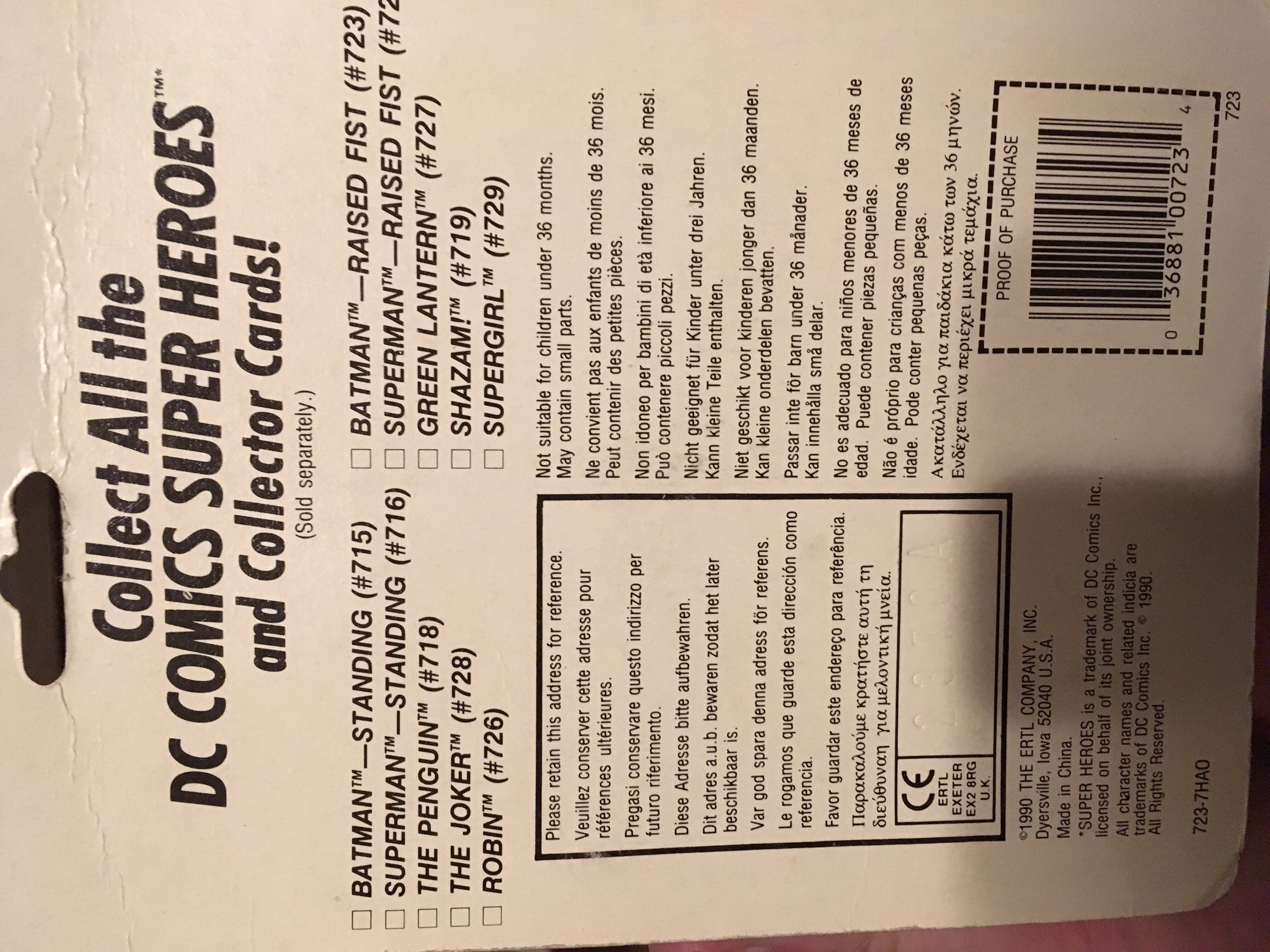 Batman (Raised Fist) - Ertl (DC Comics Super Heroes: Diecast Metal Figures w/Card) action figure collectible [Barcode 036881007234] - Main Image 2