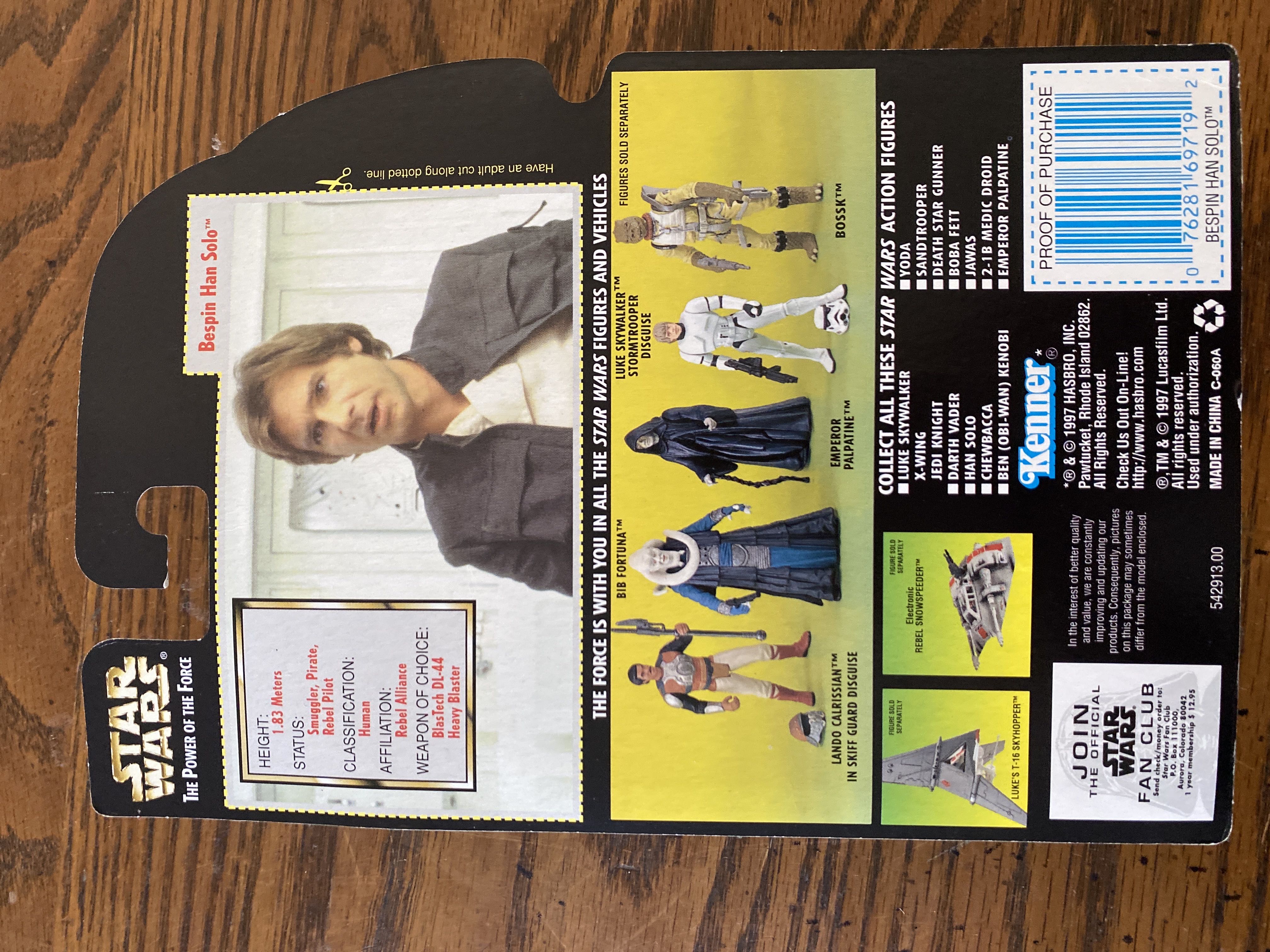 Bespin Han Solovwith Heavy Assault Rifle And Blaster - Hasbro (Star Wars The Power Of The Force (Green Card)) action figure collectible [Barcode 076281697192] - Main Image 2