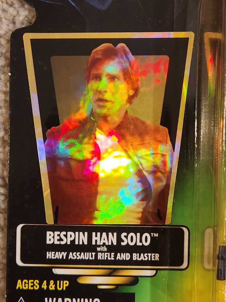 Bespin Han Solovwith Heavy Assault Rifle And Blaster - Hasbro (Star Wars The Power Of The Force (Green Card)) action figure collectible [Barcode 076281697192] - Main Image 4