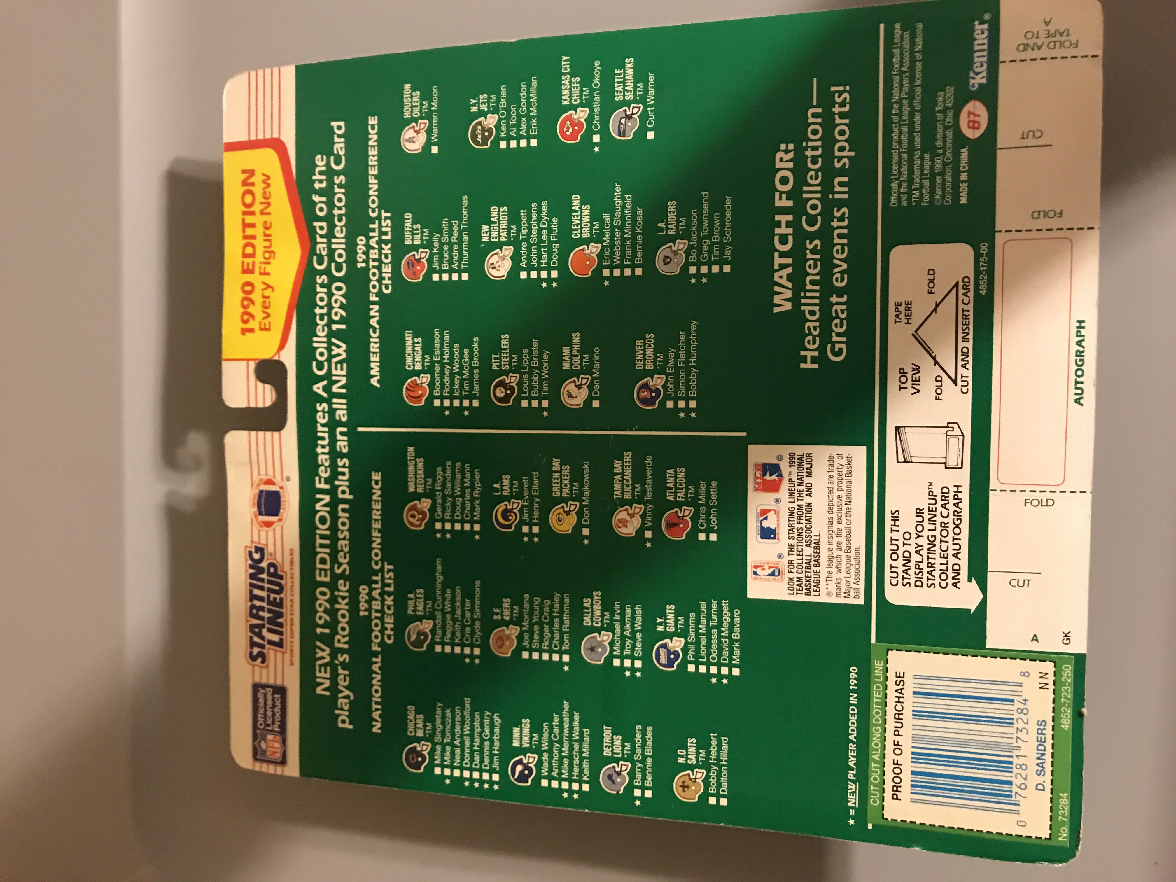 Starting Lineup 1990 Deion Sanders - Hasbo / Kenner (Starting Lineup Football) action figure collectible [Barcode 076281732848] - Main Image 2