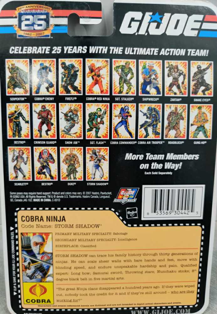 Storm Shadow V21 - Hasbro - G.I. Joe (G.I. Joe 3 3/4” 25th Anniversary) action figure collectible [Barcode 653569304425] - Main Image 2
