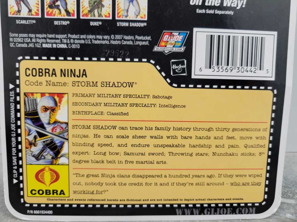 Storm Shadow V21 - Hasbro - G.I. Joe (G.I. Joe 3 3/4” 25th Anniversary) action figure collectible [Barcode 653569304425] - Main Image 4