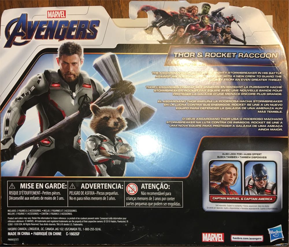 Thor & Rocket Raccoon 2pk - Marvel Avengers: Endgame  - Hasbro (Marvel - MCU: Avengers: Endgame) action figure collectible [Barcode 630509779246] - Main Image 2