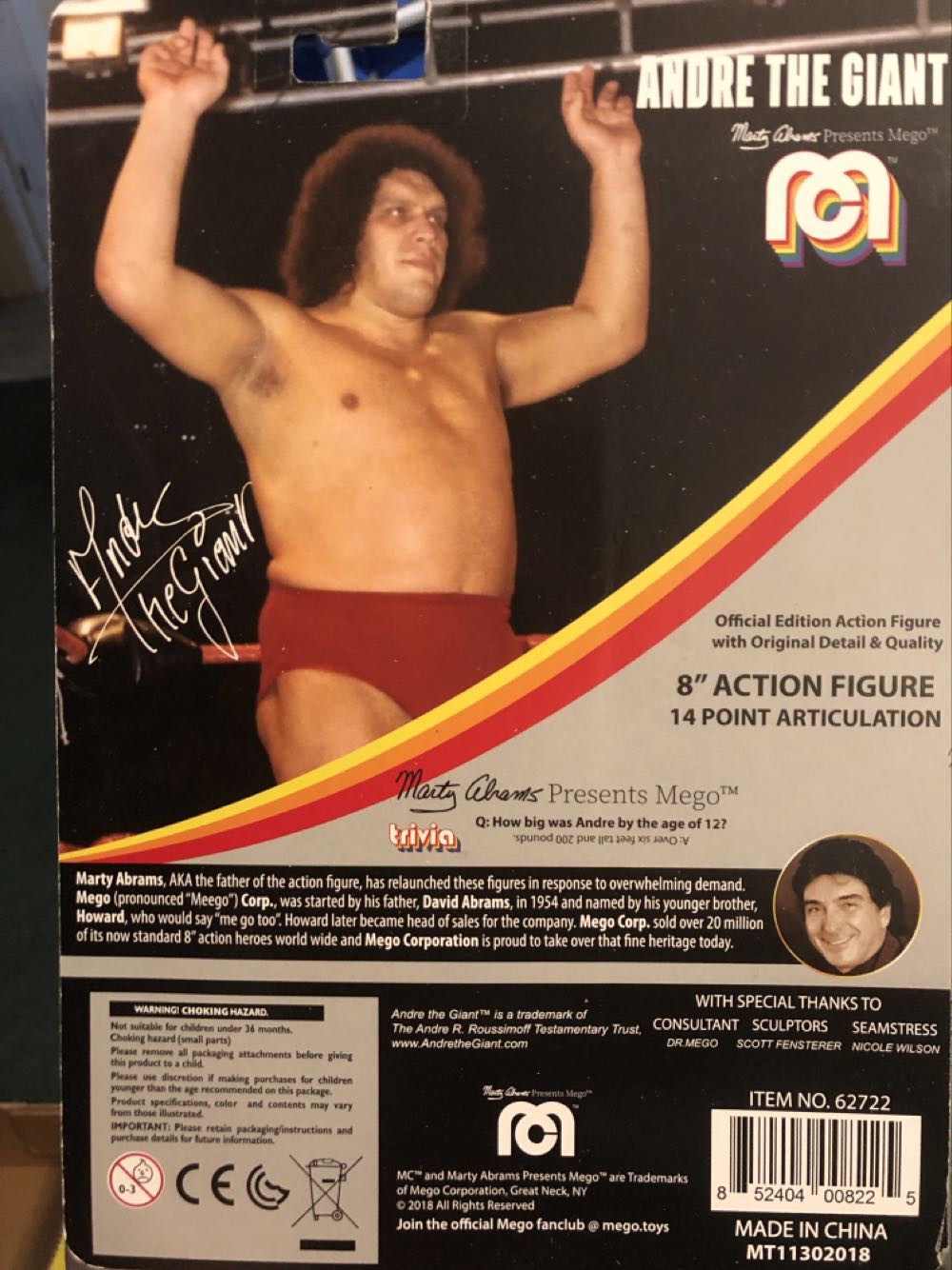 Andre The Giant - Mego (WWE) action figure collectible [Barcode 852404008225] - Main Image 2