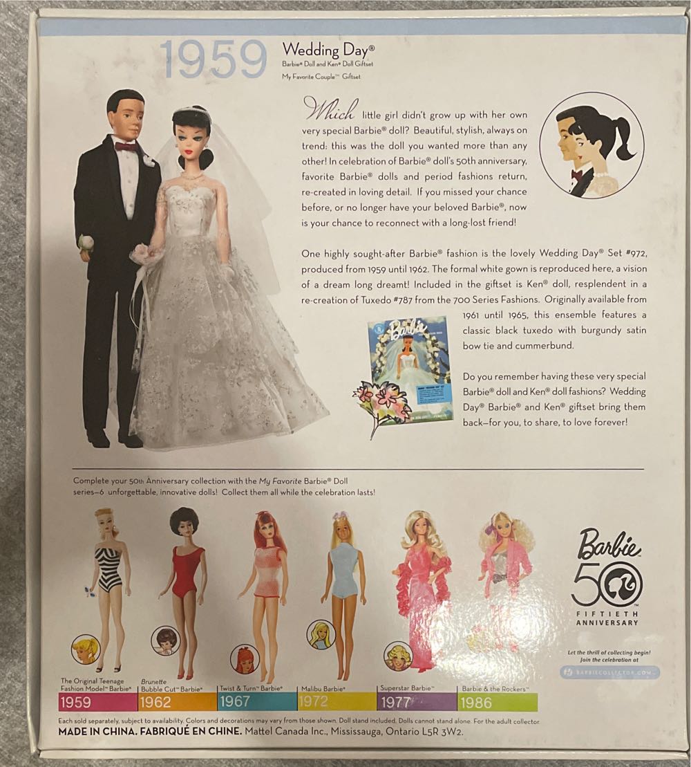 Barbie collector 50th anniversary dolls - wedding day barbie and ken giftset  action figure collectible [Barcode 027084759204] - Main Image 3
