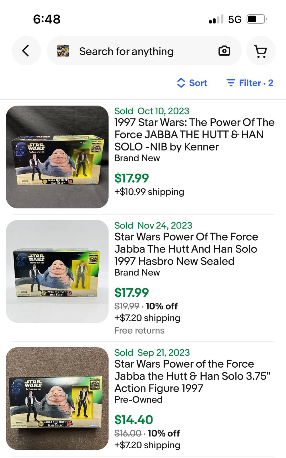 POTF Jabba the Hutt & Han Solo - Kenner (Star Wars: Power Of The Force 2) action figure collectible [Barcode 076281697420] - Main Image 4