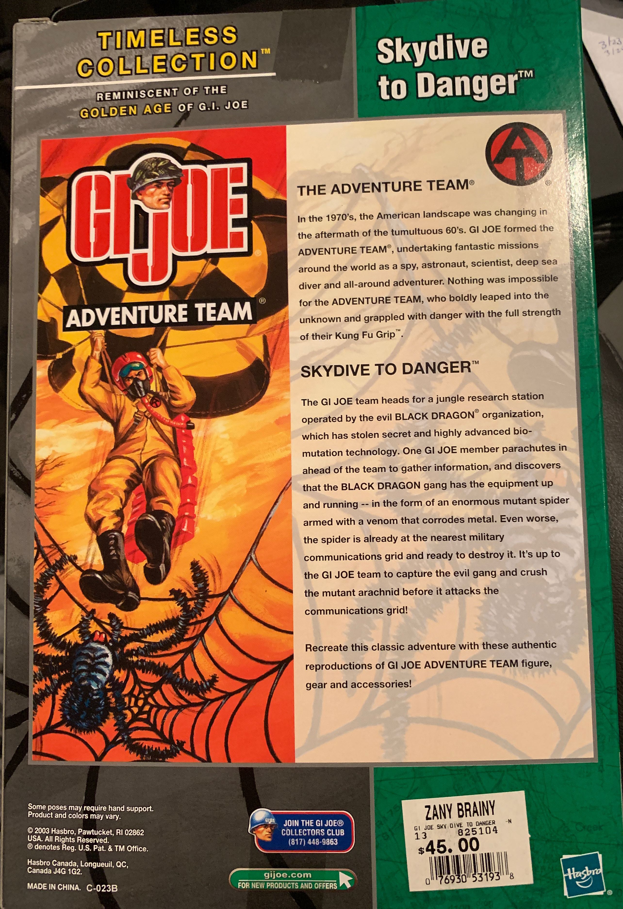 Skydive To Danger - Hasbro (Adventure Team) action figure collectible [Barcode 076930531952] - Main Image 2