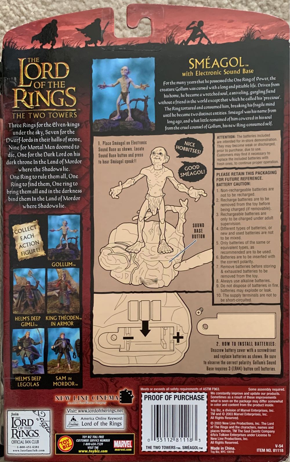 Lord Of The Rings Smeagol - Toy Biz (The Lord Of The Rings) action figure collectible [Barcode 035112811183] - Main Image 2