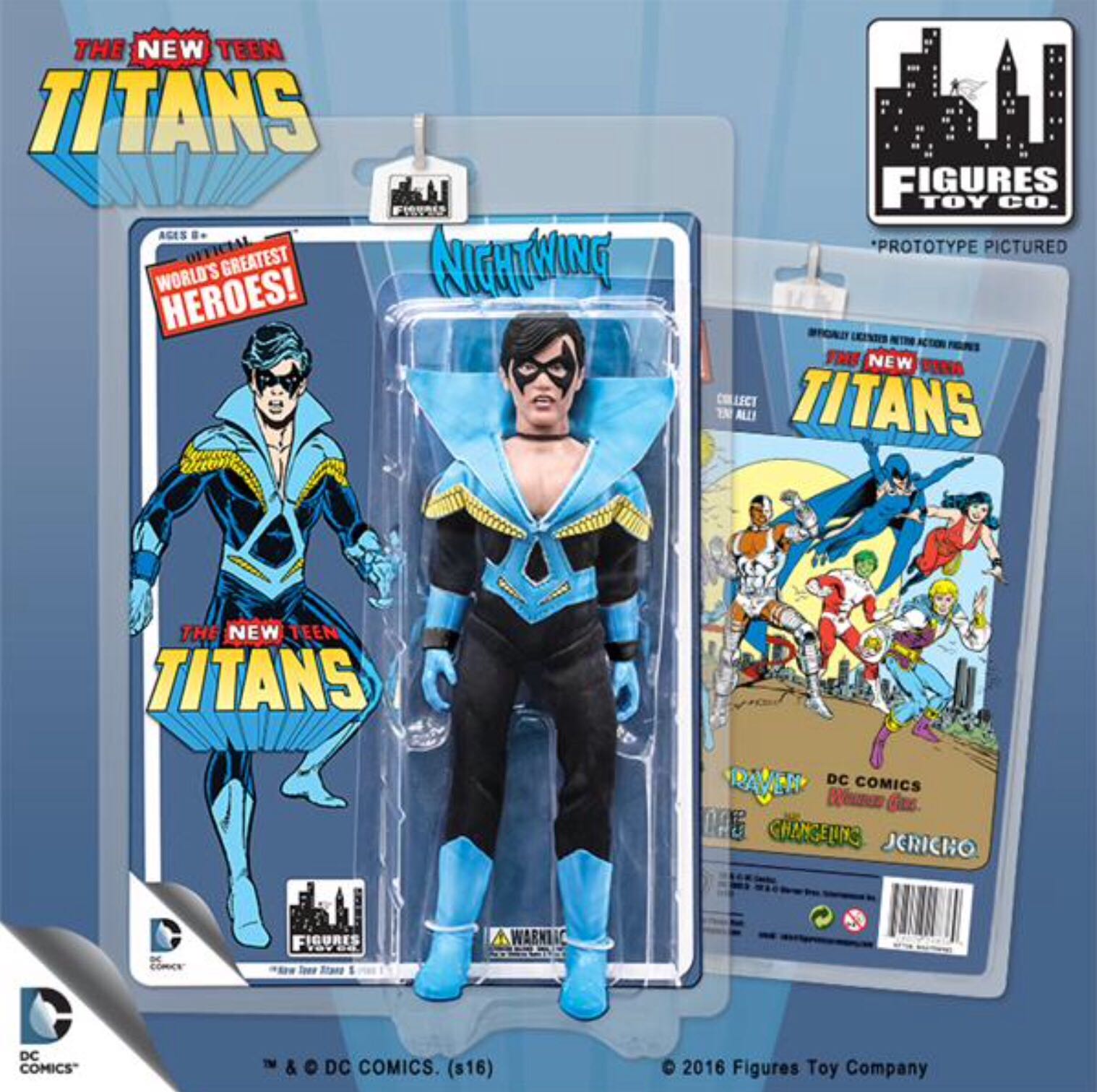 TEEN TITANS Nightwing - Figures Toy Company (The New Teen Titans Retro 8 Inch Action Figures Series 1) action figure collectible [Barcode 728028298369] - Main Image 1