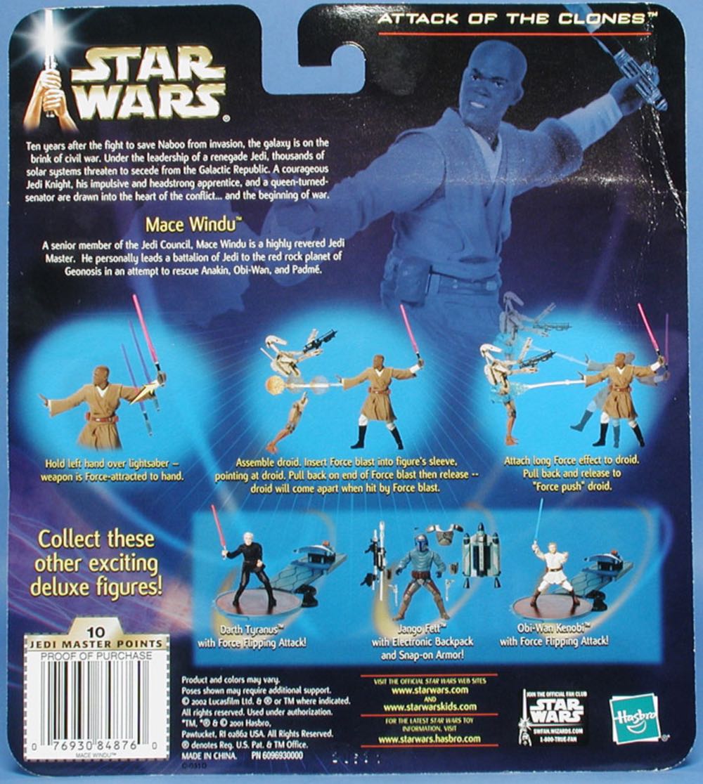 Mace Windu w/ Blast-Apart Battle Droid - Star Wars (Attack Of The Clones) - Hasbro (Star Wars) action figure collectible [Barcode 076930848760] - Main Image 2