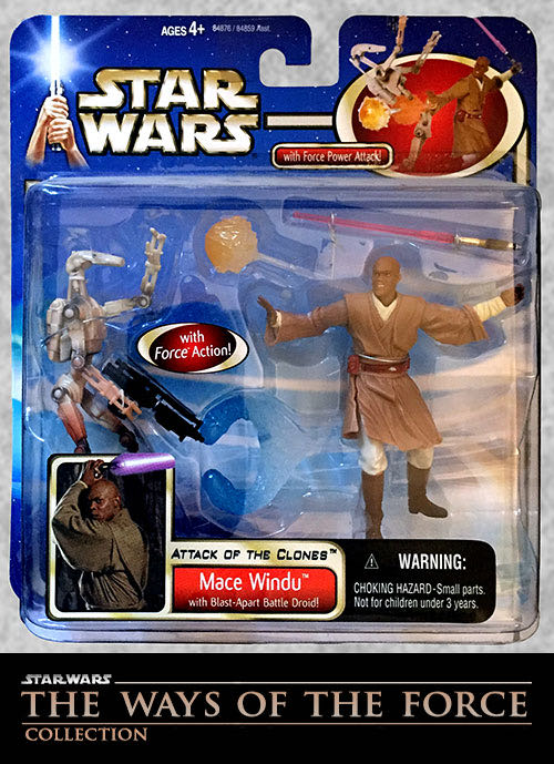 Mace Windu w/ Blast-Apart Battle Droid - Star Wars (Attack Of The Clones) - Hasbro (Star Wars) action figure collectible [Barcode 076930848760] - Main Image 3