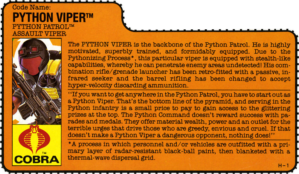 Python Viper - Hasbro (G.I. Joe: A Real American Hero) action figure collectible - Main Image 3