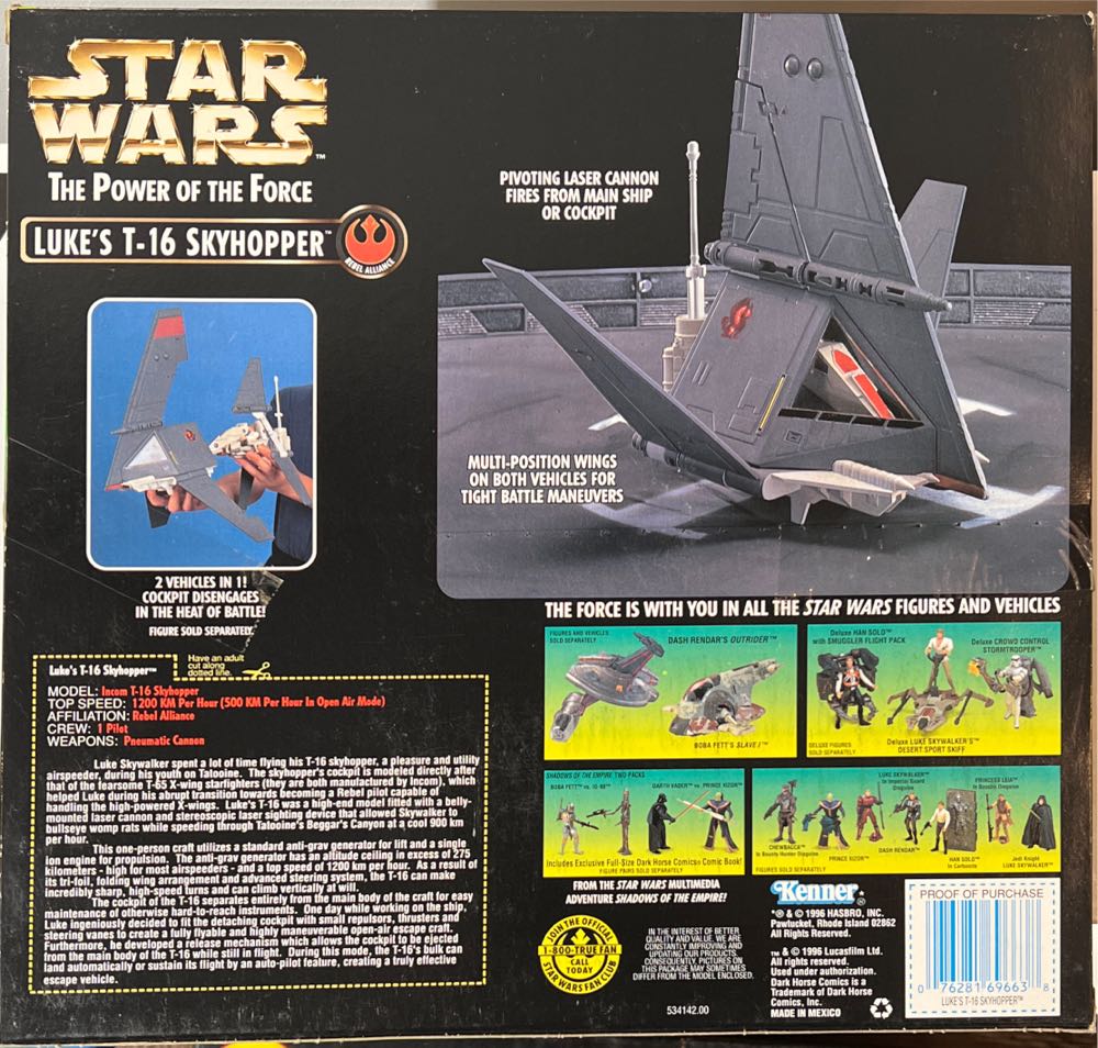 Luke’s T-16 Skyhopper - Star Wars Power Of The Force - Hasbo / Kenner (Star Wars) action figure collectible [Barcode 076281696638] - Main Image 3