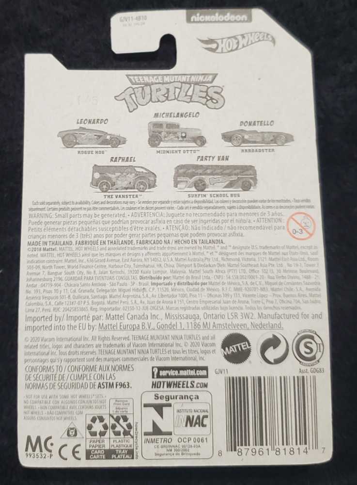 Hot Wheels TMNT 2/5 Michelangelo “Midnight Otto” - Mattel (Teenage Mutant Ninja Turtles (Hot Wheels)) action figure collectible [Barcode 887961818147] - Main Image 2
