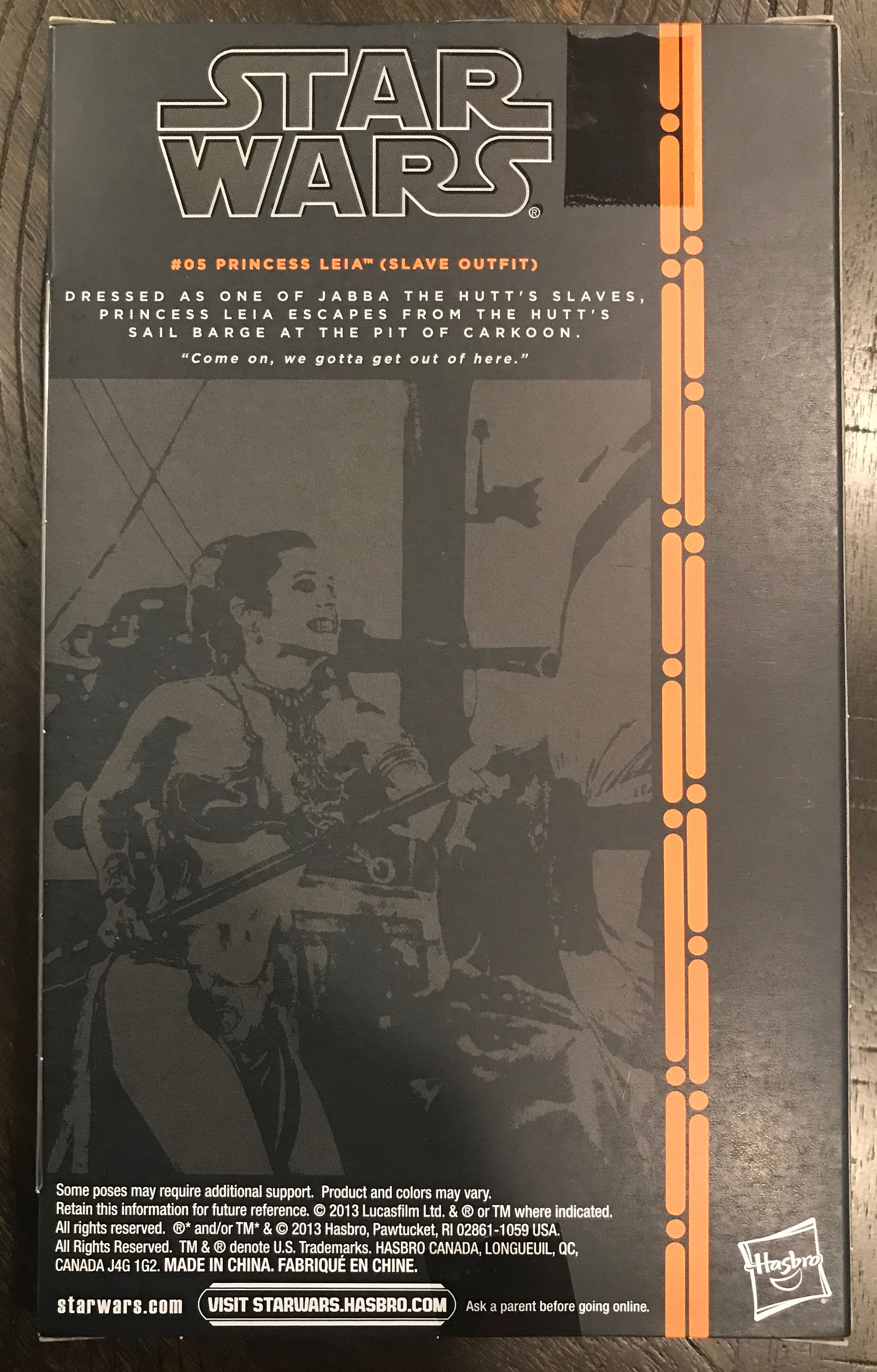 Star Wars The Black Series Orange Wave Princess Leia (Slave Outfit) #5 - Hasbro (Star Wars Episode VI Return Of The Jedi) action figure collectible [Barcode 653569897804] - Main Image 2